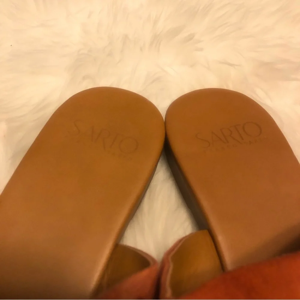 Franco Sarto Women's GIA Slingback Sandal Size 7M Orange Suede Flat